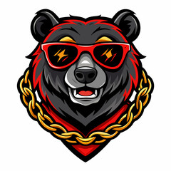 colorful illustration of a black bear head mascot logo