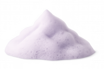 Lavender foam texture floating against transparent background, highlighting delicate skincare and wellness design elements