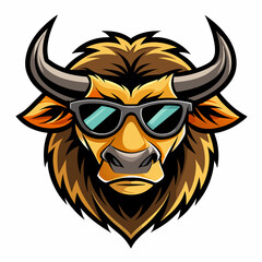 colorful illustration of a buffalo head mascot logo