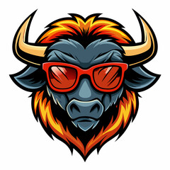 colorful illustration of a buffalo head mascot logo