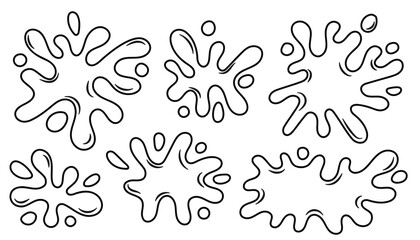 Hand drawn doodle splash and liquid shapes collection.Vector illustration.