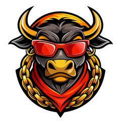 colorful illustration of a bull head mascot logo