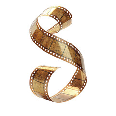 Vintage film reel twisted into the letter s isolated on transparent background