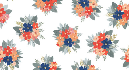 Charming floral arrangements displayed across a crisp white background surface