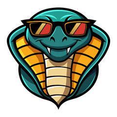 colorful illustration of a cobra head mascot logo