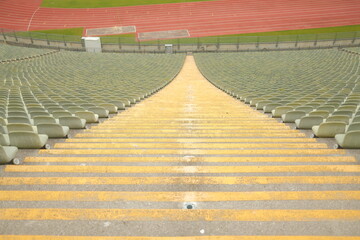 empty stadium staircase and seats