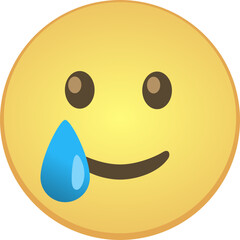 Smiling Face with Single Tear Emoji - Sad and Happy Emoticon Smiley in SVG, Vector