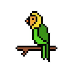Obraz premium Pixel Art Lovebird Sitting on a Branch