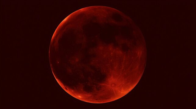 Blood red moon during lunar eclipse at night sky