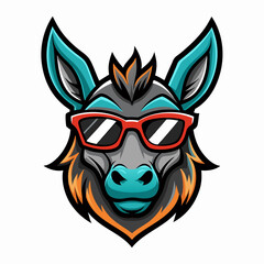 colorful illustration of a donkey head mascot logo