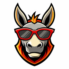 colorful illustration of a donkey head mascot logo