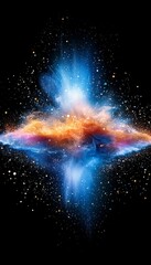Vibrant Cosmic Energy Explosion A Dynamic Abstract Illustration in Bright Blue and Orange Colors
