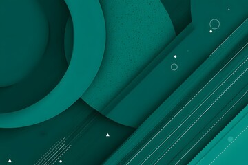 A simple flat background with large shapes and lines in emerald green, with small geometric elements such as circles or triangles.