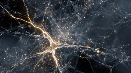 Abstract glowing neural network with a disrupted pathway, representing cognitive imperfections.