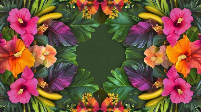 Tropical hibiscus flyer design beachside event colorful graphic lush environment creative viewpoint vibrant concept for maximum seo engagement