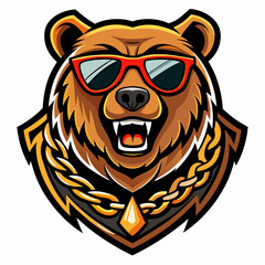 colorful illustration of a grizzly bear head mascot logo