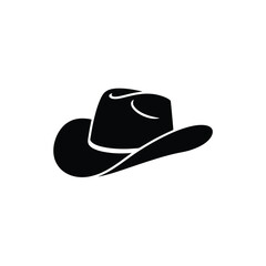 Classic black silhouette of a cowboy hat on a white background
