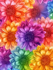 Fototapeta premium Vibrant Celestial Floral Patterns in Colorful Design