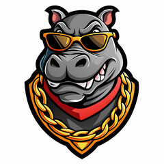 colorful illustration of a hippo head mascot logo
