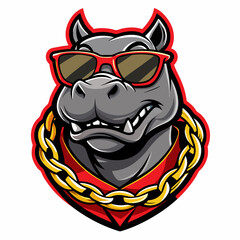 colorful illustration of a hippo head mascot logo