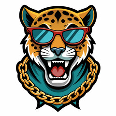 colorful illustration of a jaguar head mascot logo