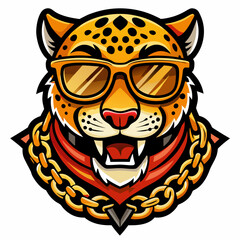 colorful illustration of a leopard head mascot logo