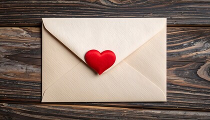 Romantic letter on rustic wooden surface