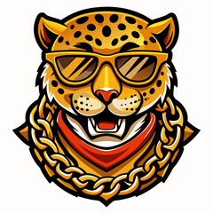 colorful illustration of a leopard head mascot logo