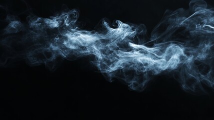 Obraz premium Eerie dark smoke cloud rising isolated on black background visual art atmospheric environment abstract concept