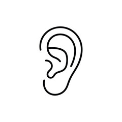 Simple outline drawing of a human ear showing inner and outer structures