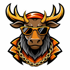 colorful illustration of a moose head mascot
