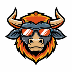 colorful illustration of a ox head mascot
