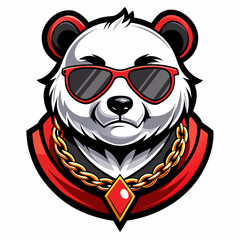 colorful illustration of a panda bear head mascot