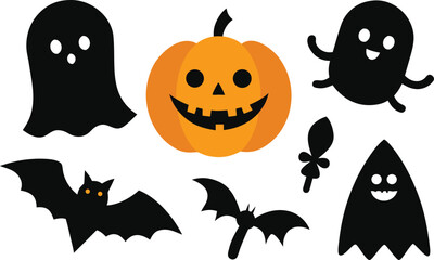 Halloween vector graphics collection featuring pumpkins ghosts and bats scalable eps illustration