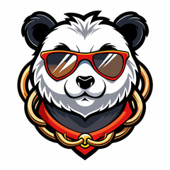 colorful illustration of a panda bear head mascot