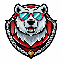 colorful illustration of a polar bear head mascot