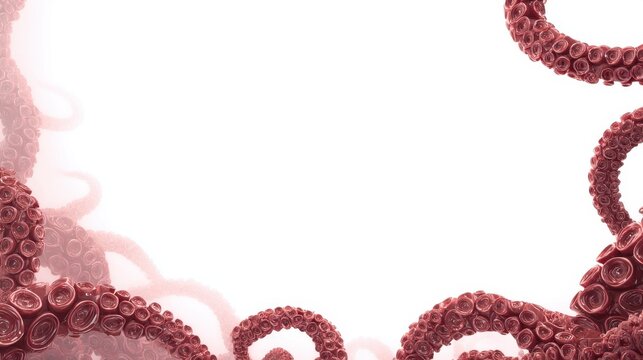 Octopus tentacles frame with copy space on white background