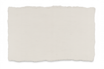 Rectangular sheet of blank white torn paper resting on a transparent background, offering ample copy space for creative projects