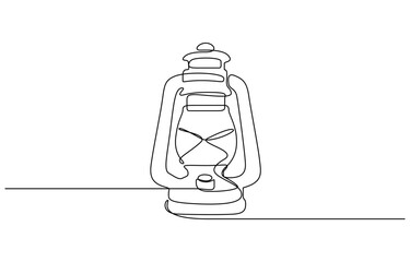 Continuous one line drawing of Kerosene lamp vector illustration. Editable outline
