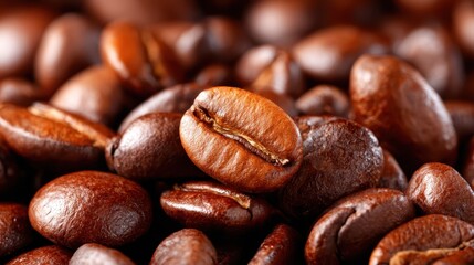 An exquisite close-up image of freshly roasted coffee beans showcasing their rich brown color and unique textures, inviting coffee lovers and enthusiasts alike.