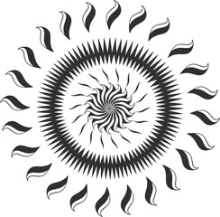 Obraz premium Intricate Black and White Radial Sunburst Mandala Design geometric