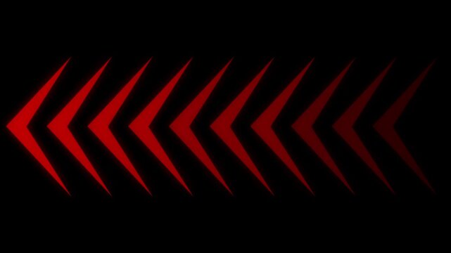 Dynamic Left direction arrow  loop animation. direction arrow future concept traffic road on black background.