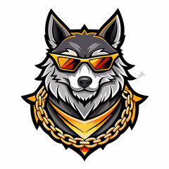 colorful illustration of a wolf head mascot