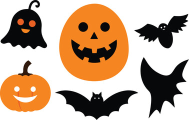Halloween vector graphics collection featuring pumpkins ghosts and bats scalable eps illustration