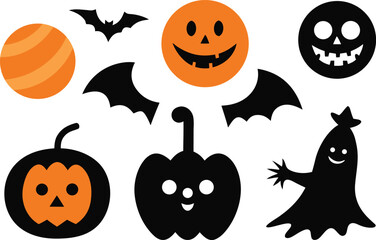 Halloween vector graphics collection featuring pumpkins ghosts and bats scalable eps illustration