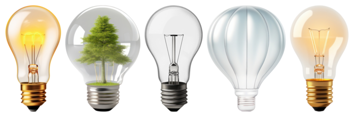 PNG Creative light bulb innovation concept, element set on transparent background