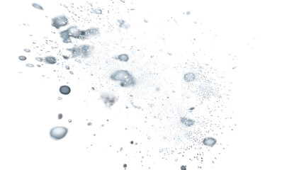 Abstract Silver and White Ink Splashes on Black Background