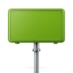 Obraz premium Empty green rectangular sign on a metal post