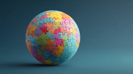 Puzzle globe on dark background