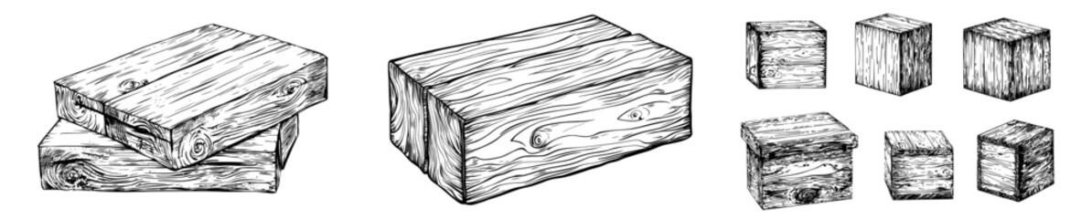 The cartoon shows a damaged cargo cardboard box that is crumpled, as well as a dirty paper box that has been ripped and is wet and isolated, symbolizing a modern cargo parcel or a shipping package